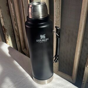 Stanley Matte Black Thermos with Silver Accents